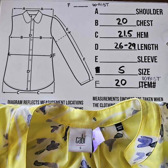 CABI #5213 Stevie Sunny Days Yellow Floral Blouse~Size S - Picture 10 of 10